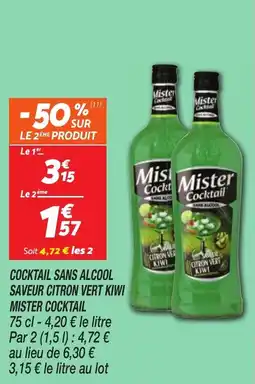 Netto Cocktail sans alcool saveur citroen vert kiwi mister cocktail offre