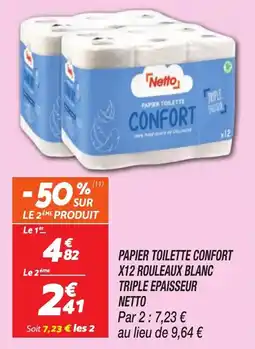 Netto Papier toilette confort x12 rouleaux blanc triple epaisseur netto offre