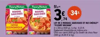 E.Leclerc "FLEURY MICHON" Lot de 2 rougail saucisses et riz créole offre