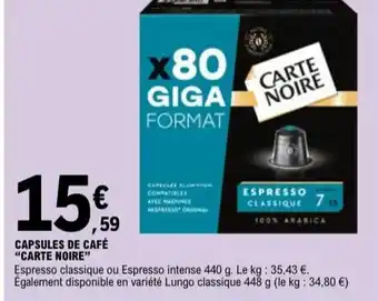 E.Leclerc "CARTE NOIRE" Capsules de café offre