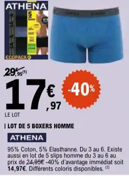 E.Leclerc ATHENA Lot de 5 boxers homme offre