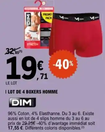 E.Leclerc DIM Lot de 4 boxers homme offre