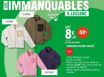 E.Leclerc TISSAIA Cardigan polaire adulte offre