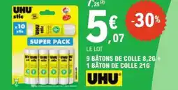 E.Leclerc UHU 9 batons de colle 8,2g 1 baton de colle 21g offre