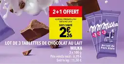 Supeco MILKA Lot de 3 tablettes de chocolat au lait offre