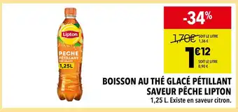 Supeco LIPTON Boisson au thé glacé pétillant saveur pêche Lipton offre