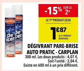 Supeco AUTO PRATIC - CARPLAN Dégivrant pare-brise offre