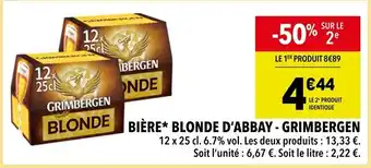 Supeco GRIMBERGEN Bière blonde d’abbay offre