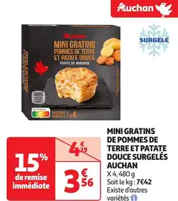 Auchan Auchan mini gratins pommes de terre et patate douce surgelé offre