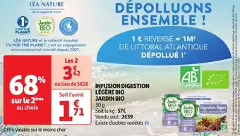 Auchan Jardin bio infusion digestion légère bio offre