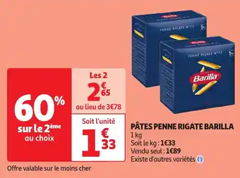 Auchan Pâtes penne rigate barilla offre