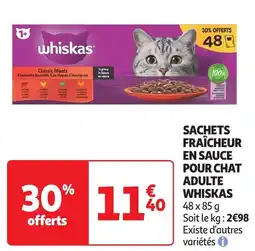 Auchan Sachets fraîcheur en sauce pour chat adulte whiskas offre