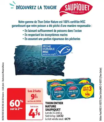 Auchan Saupiquet thon entier nature offre