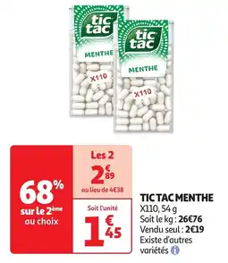 Auchan Tic tac menthe offre