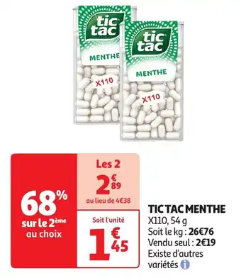 Auchan Tic tac menthe offre