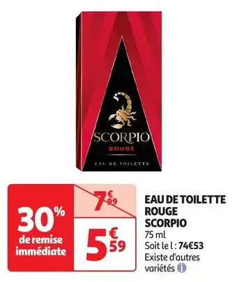 Auchan Scorpio eau de toilette rouge offre