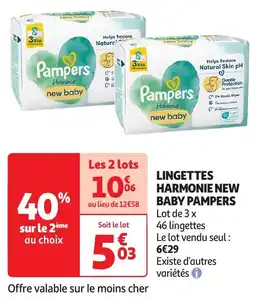 Auchan Pampers lingettes harmonie new baby offre