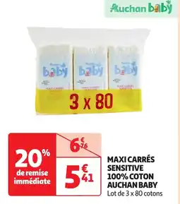 Auchan Auchan baby maxi carrés sensitive offre