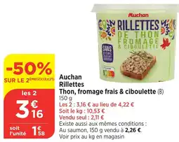 Bi1 AUCHAN Rillettes Thon, fromage frais & ciboulette offre