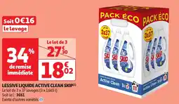 Auchan Skip lessive liquide active clean offre