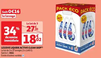 Auchan Skip lessive liquide active clean offre