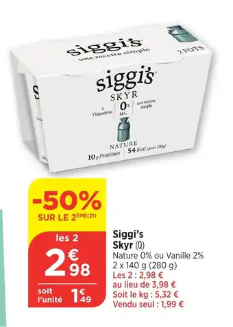 Bi1 SKYR Siggi's offre