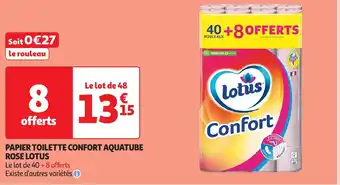 Auchan Lotus papier toilette confort aquatube rose offre