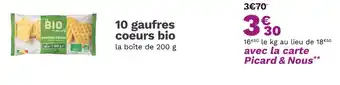 Picard Le Bio par Picard 10 gaufres coeurs bio offre