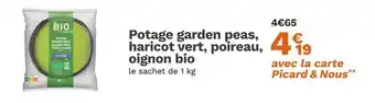 Picard Le Bio Potage garden peas, haricot vert, poireau, oignon bio offre