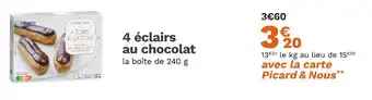 Picard PICARD 4 éclairs au chocolat offre