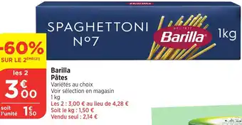 Bi1 BARILLA Pâtes offre