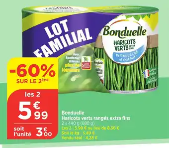 Bi1 BONDUELLE Haricots verts rangés extra fins offre