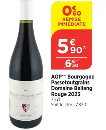 Bi1 AOP Bourgogne Passetoutgrains Domaine Bellang Rouge 2023 offre