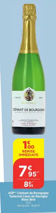 Bi1 AOP Crémant de Bourgogne Tasteviné Caves de Marsigny Blanc Brut offre