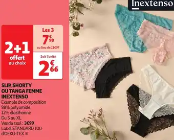 Auchan Inextenso slip, shorty ou tanga femme offre