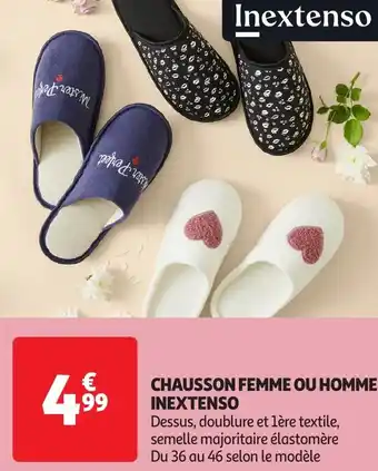 Auchan Inextenso chausson femme ou homme offre