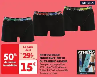 Auchan Athena Boxers homme endurance, fresh ou training offre