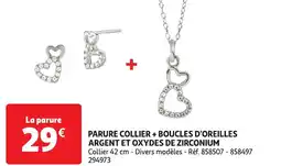 Auchan Parure collier + boucles d'oreilles argent et oxydes de zirconium offre