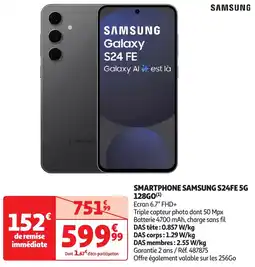 Auchan Samsung smartphone samsung S24FE 5G 128GO offre