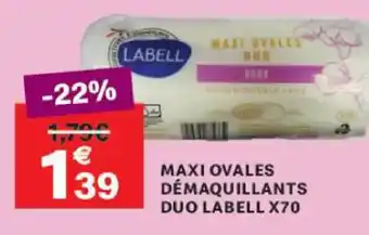 Leader Price LABELL Maxi ovales démaquillants duo x70 offre