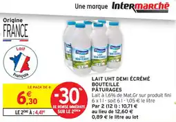 Intermarché Contact PÂTURAGES Lait uht demi écrémé bouteille offre