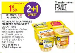 Intermarché Contact LA LAITIÈRE Riz au lait à la vanille en offre découverte offre