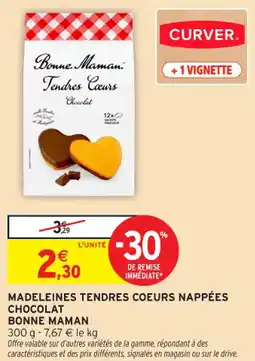 Intermarché Contact BONNE MAMAN Madeleines tendres coeurs nappées chocolat offre