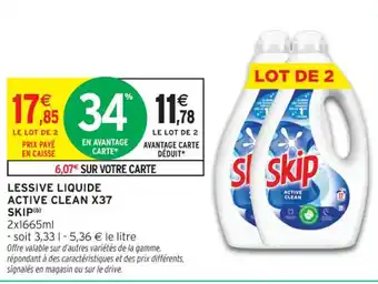 Intermarché Contact SKIP Lessive liquide active clean x37 offre