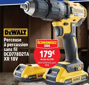 Screwfix DEWALT Perceuse à percussion sans fil DCD778D2TA XR 18V offre