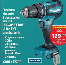 Screwfix MAKITA Perceuse visseuse à percussion sans fil DHP485ZJ 18V Li-Ion LXT sans batterie offre