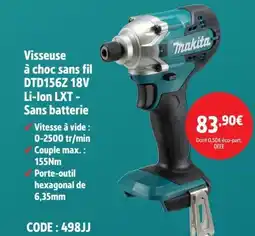 Screwfix MAKITA Visseuse à choc sans fil DTD156Z 18V Li-Ion LXT - Sans batterie offre