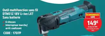 Screwfix MAKITA Outil multifonction sans fil DTM51Z 18V Li-Ion LXT offre