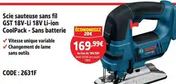 Screwfix BOSCH Scie sauteuse sans fil GST 18V-Li 18V Li-ion CoolPack - Sans batterie offre