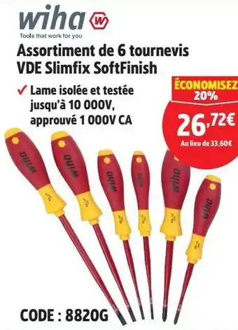 Screwfix WIHA Assortiment de 6 tournevis VDE Slimfix SoftFinish offre